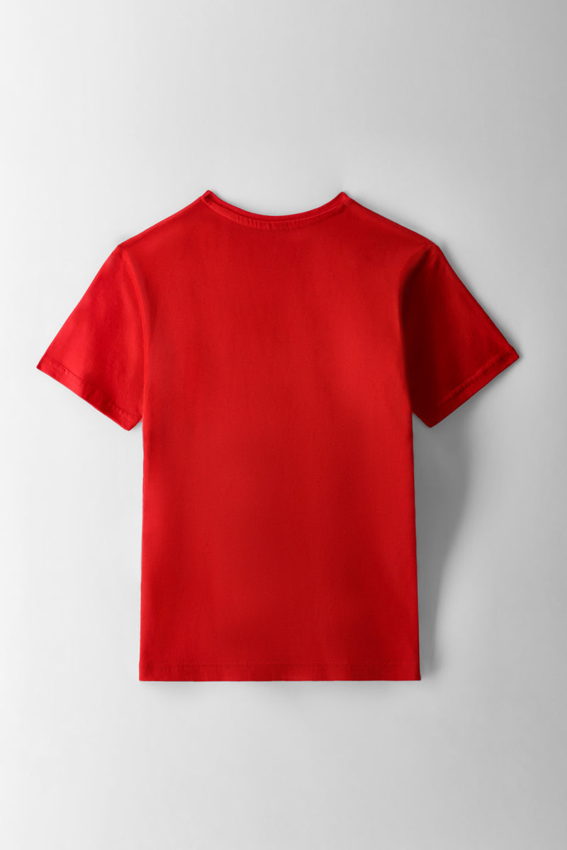 Boys College Print T-Shirt - Red