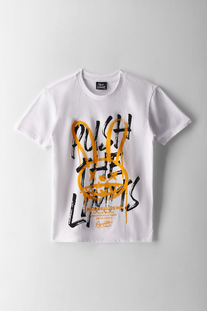 Boys NY Basketball Bunny Print T-Shirt - White