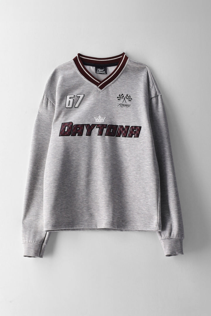 Boys Long Sleeve Soft Scuba Sport Tee - Grey Melange