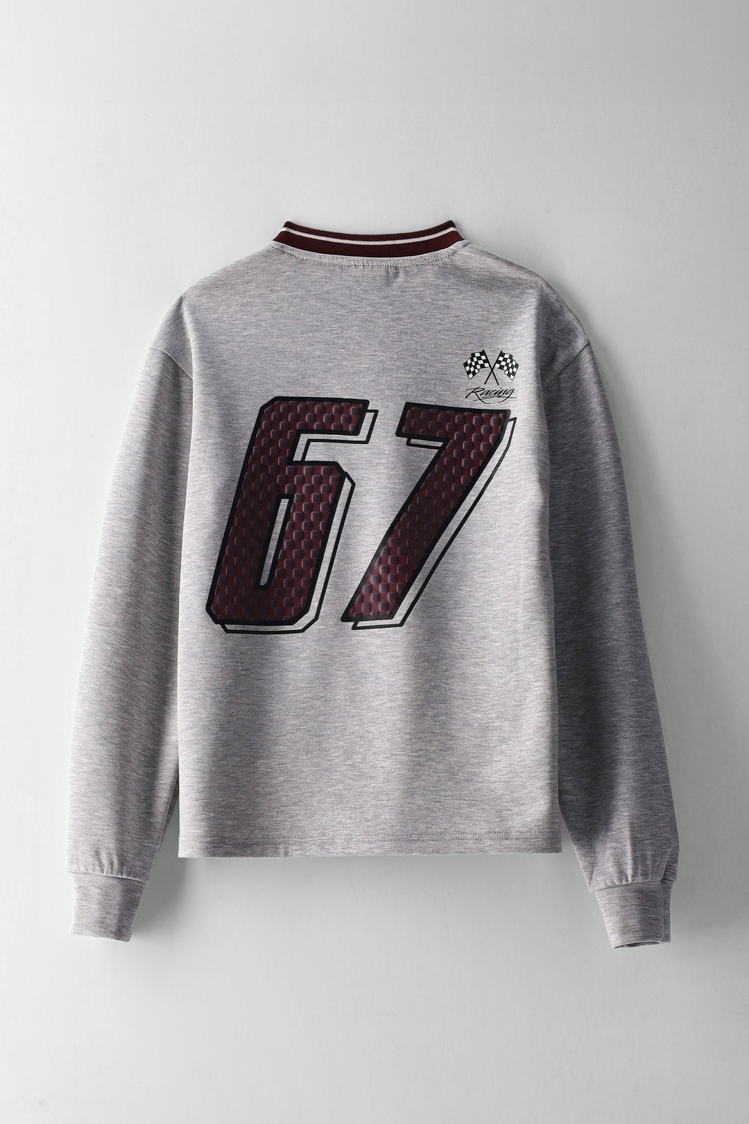 Boys Long Sleeve Soft Scuba Sport Tee - Grey Melange