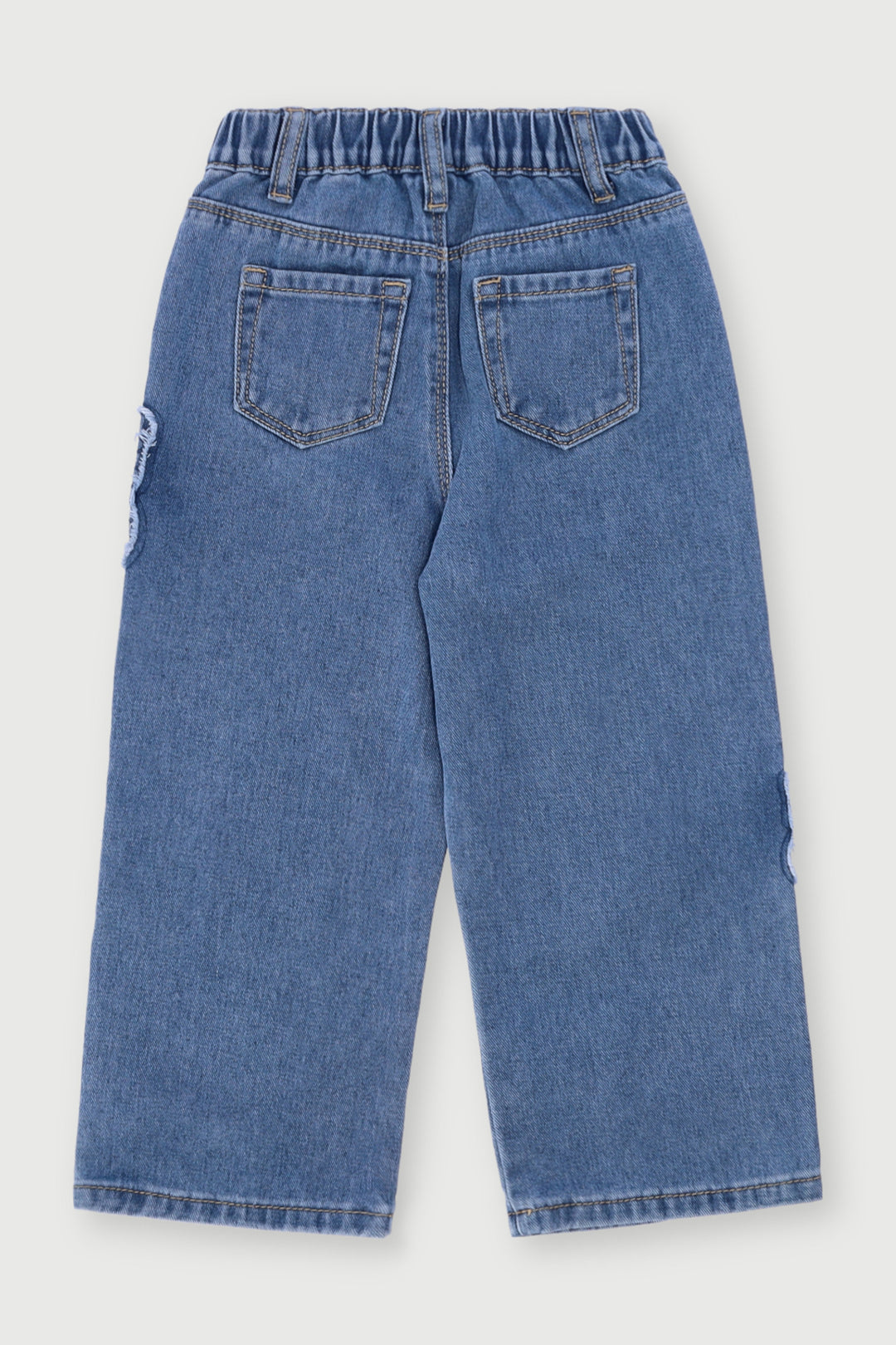 Pre-Girls Butterfly Denim Jeans - Light Blue