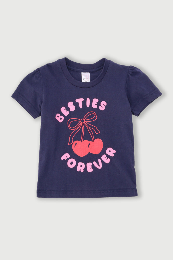 Pre-Girls Besties Forever Tee - Navy