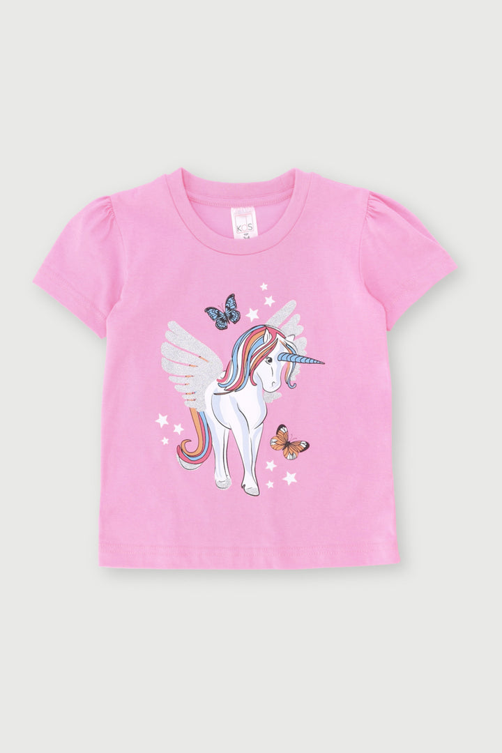Pre-Girls Short Sleeve Unicorn Tee - Pink