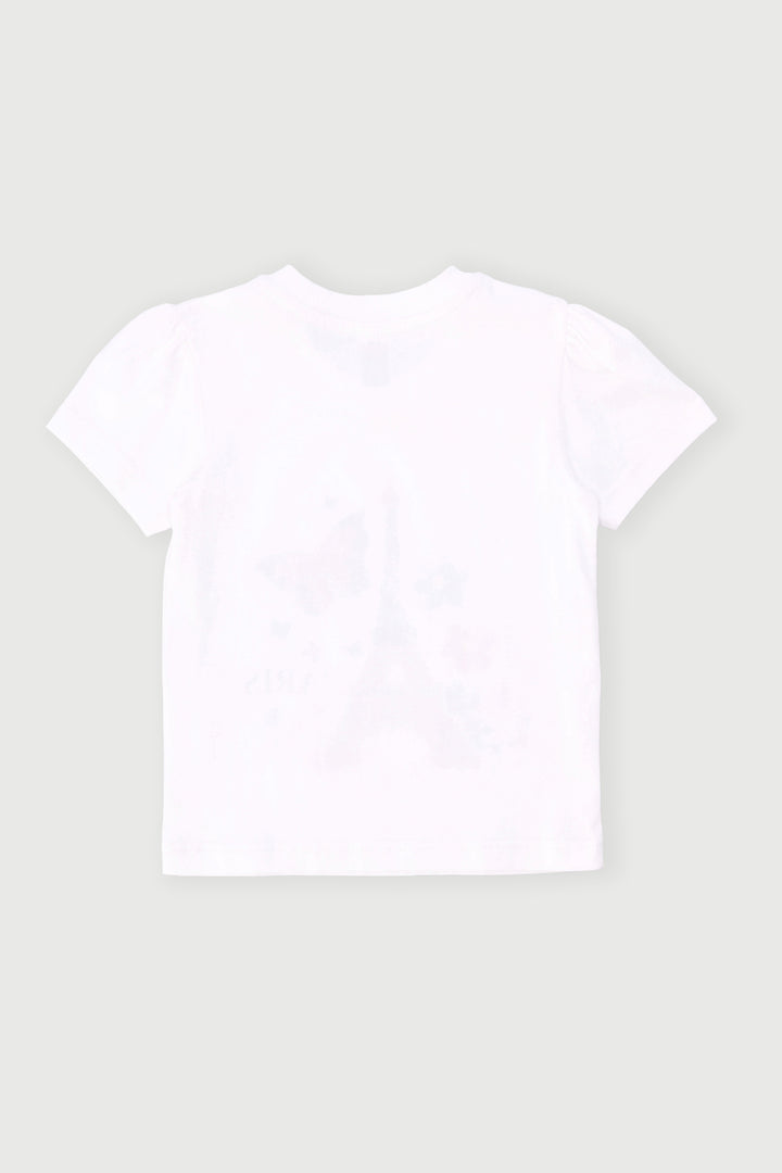 Pre-Girls Short Sleeve Paris Tee - White