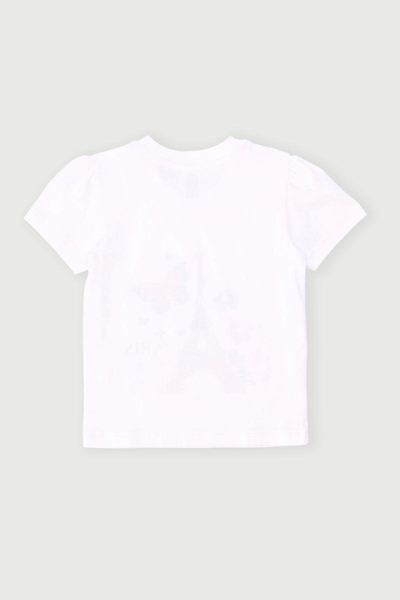 Pre-Girls Short Sleeve Paris Tee - White
