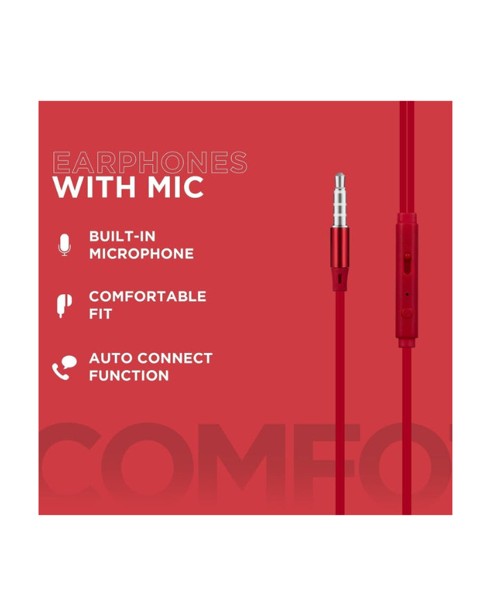 Alloy Series Metal Earphones with Mic Red