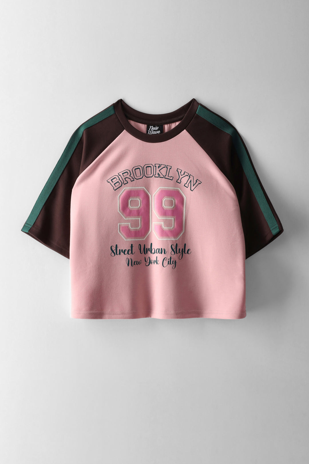 Girls 2 Tone Badge Sports Tee - Pink/Black