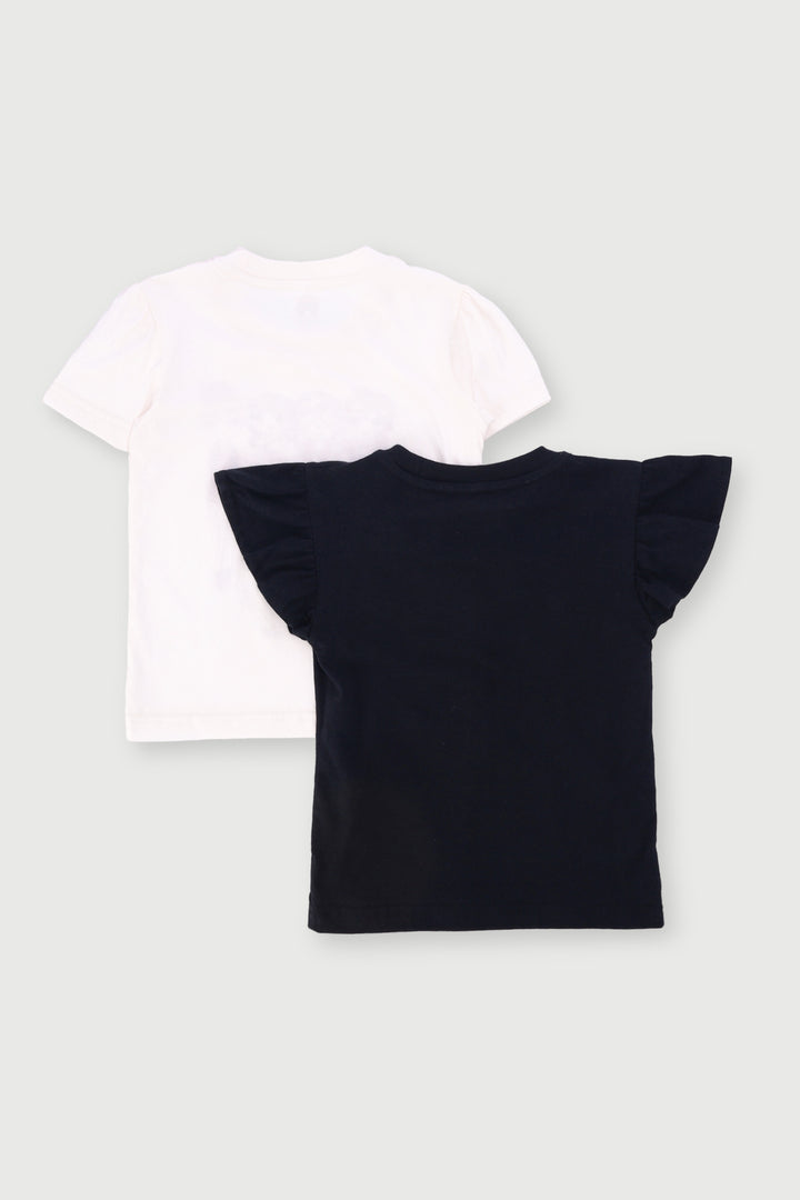 Pre-Girls 2 Pack Sisters Fashion Tees - Black/Cream