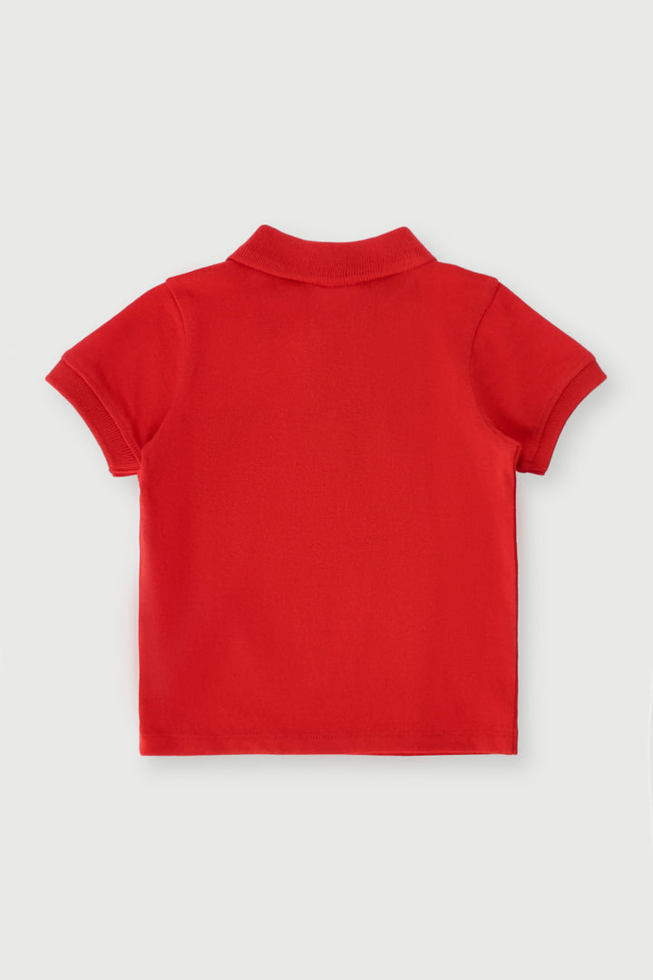 Baby Boys Short Sleeve Golfer - Fiery Red