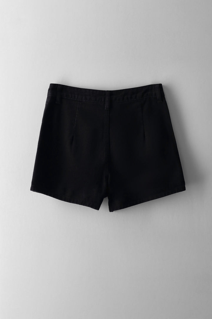 Girls Stud Detail Denim Skort - Black