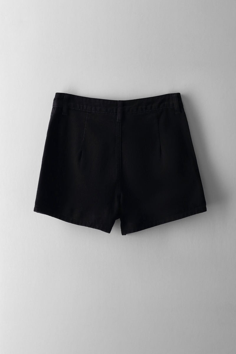 Girls Stud Detail Denim Skort - Black