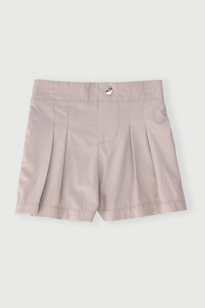Pre-Girls Pleated Twill Shorts - Stone
