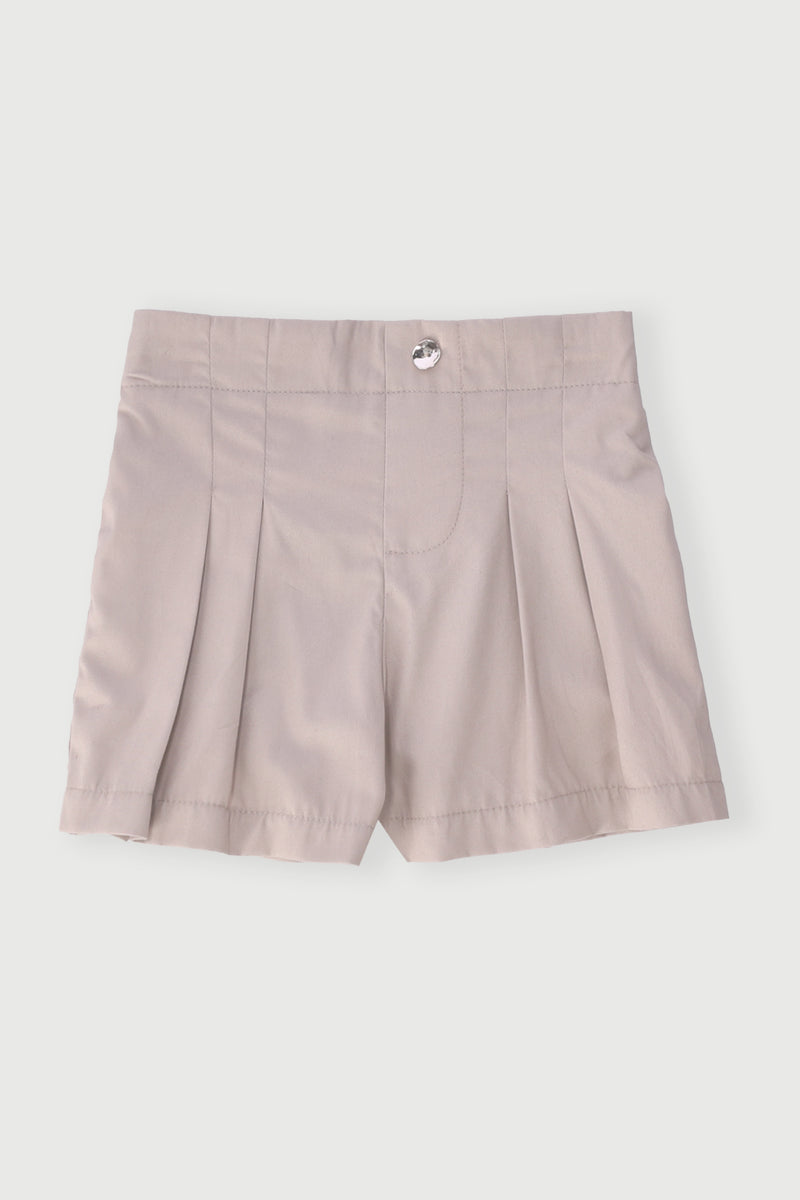 Pre-Girls Pleated Twill Shorts - Stone