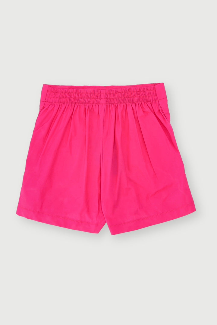 Pre-Girls Pleated Poplin Shorts - Cerise