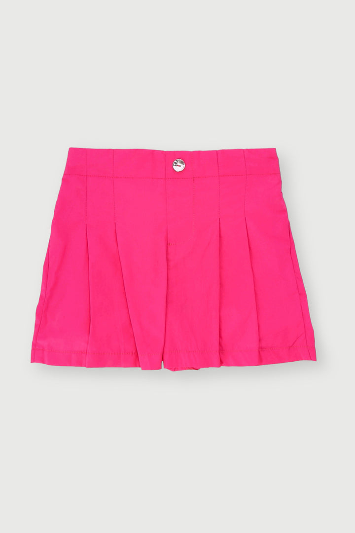 Pre-Girls Pleated Poplin Shorts - Cerise
