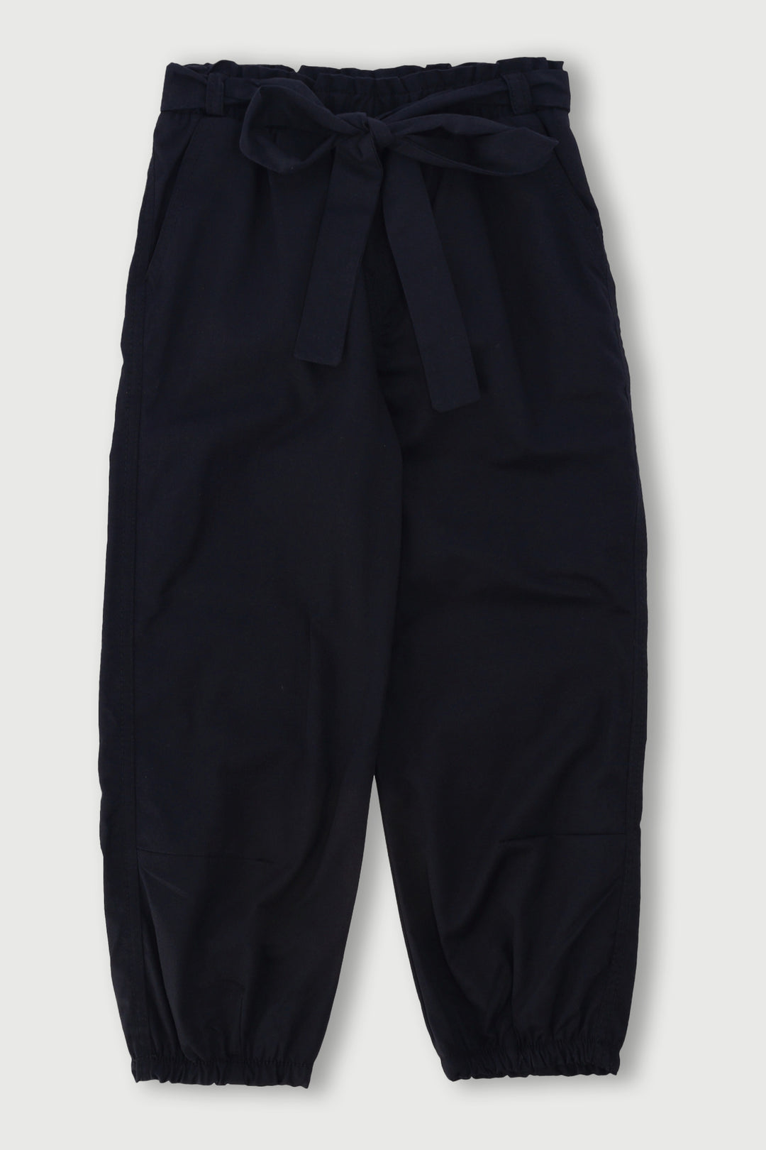 Pre-Girls Paperbag Belt Twill Pants - Black