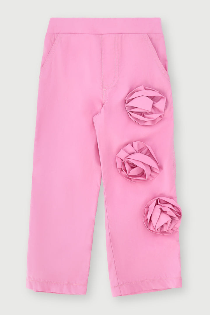 Pre-Girls 3D Flower Pants - Pink
