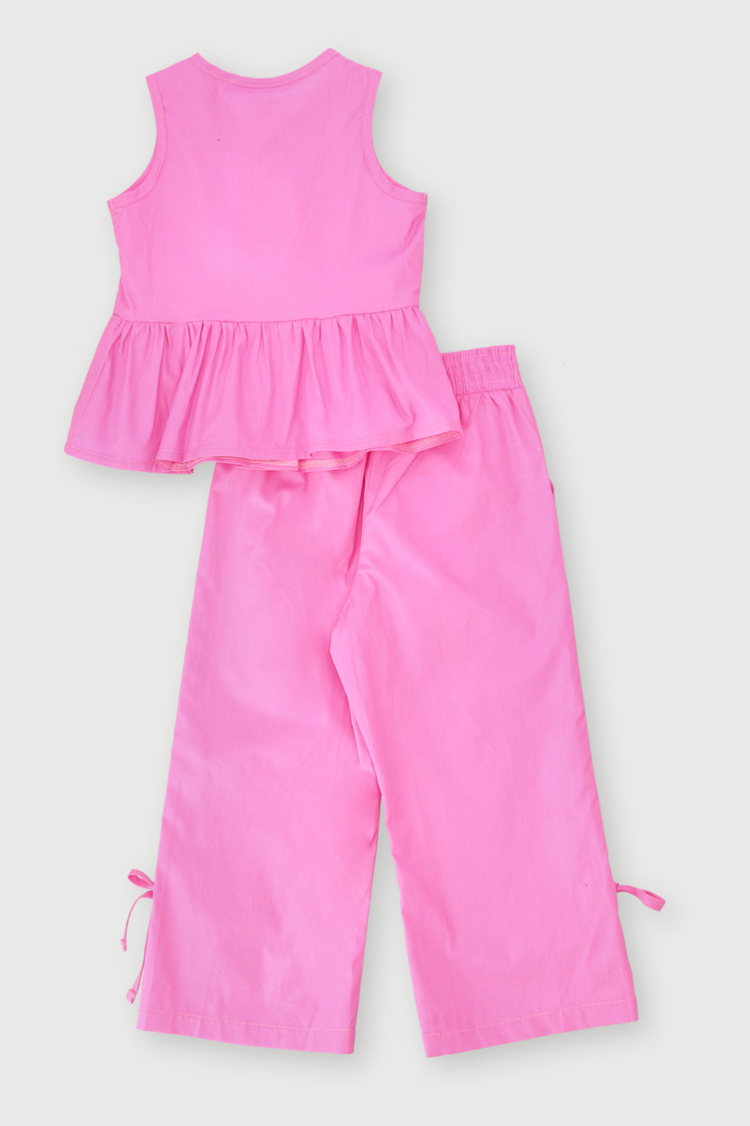 Pre-Girls Plain Peplum Set - Pink