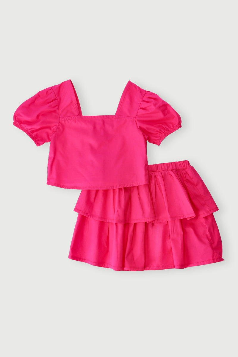 Pre-Girls Bows Skirt Set - Cerise