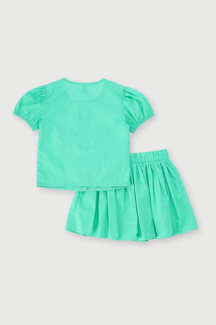 Pre-Girls Bow Skirt Set - Aqua