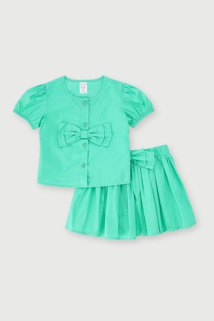 Pre-Girls Bow Skirt Set - Aqua