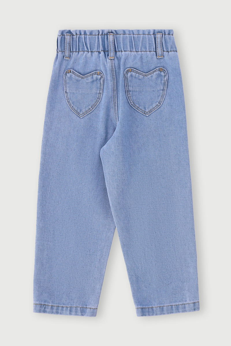 Pre-Girls Heart Pockets Denim - Light Wash