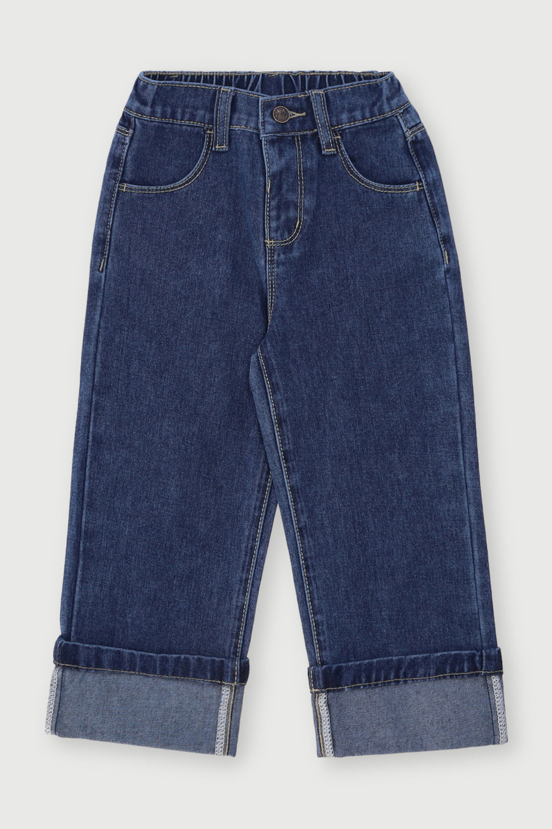 Pre-Girls Turn Up Denim - Dark Blue