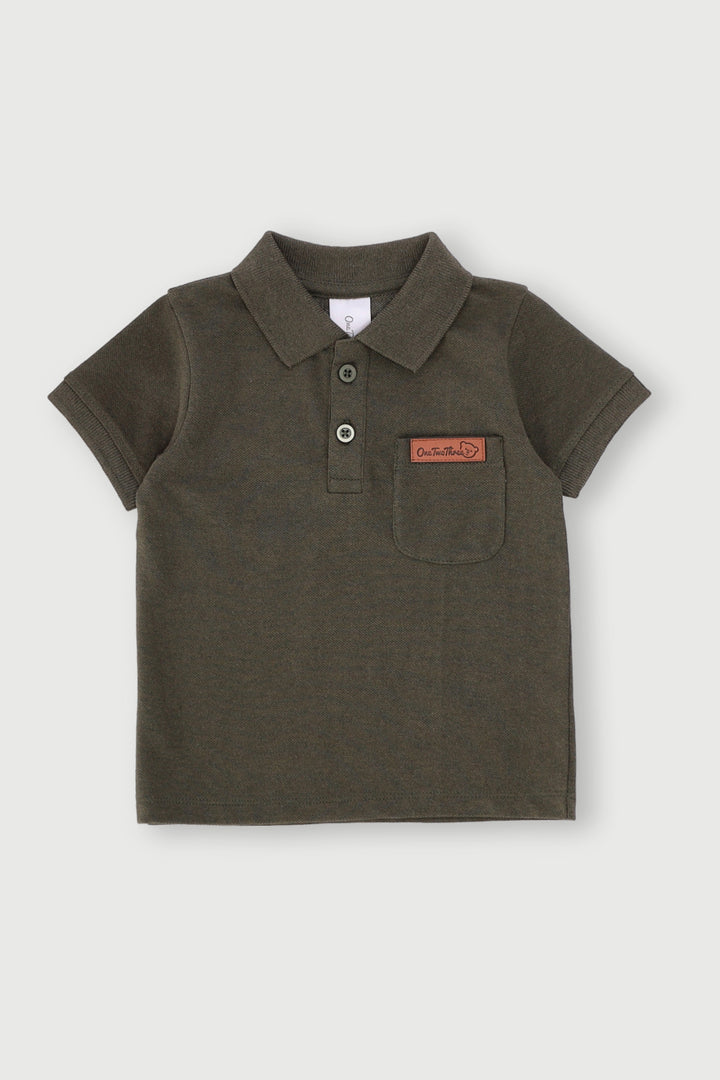 Baby Boys Short Sleeve Golfer - Fatigue