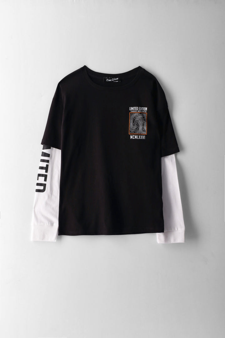Boys Twofer Limited Print T-Shirt - Black/White