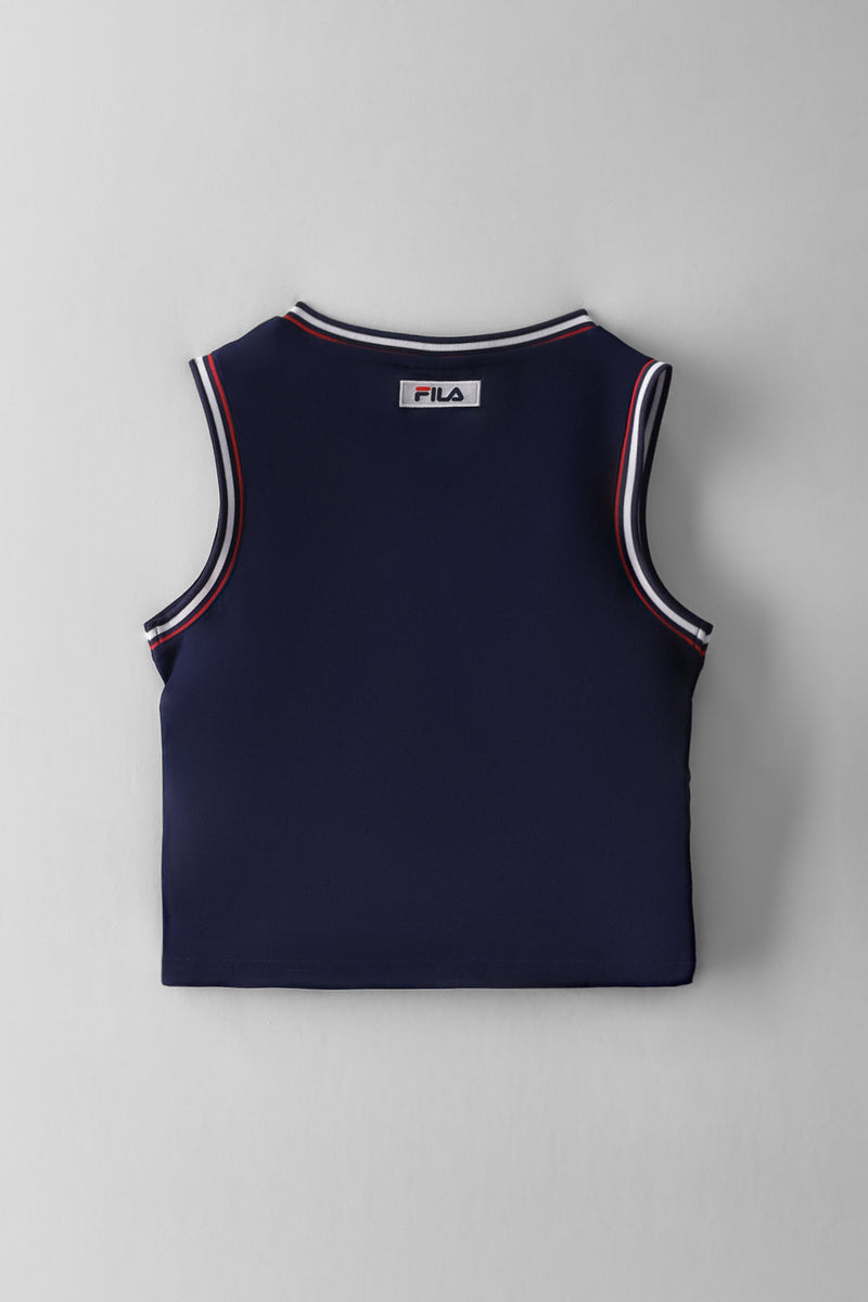Girls Lacy Vest - Navy