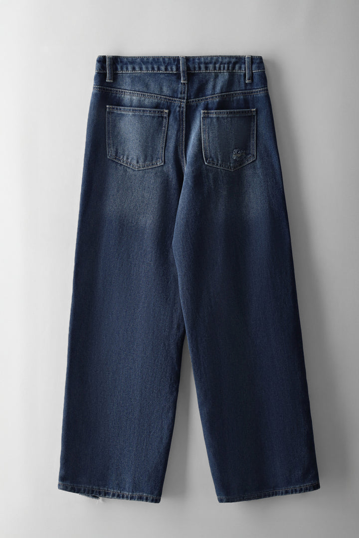 Girls Heavy Abraised Denims - Tea Stain