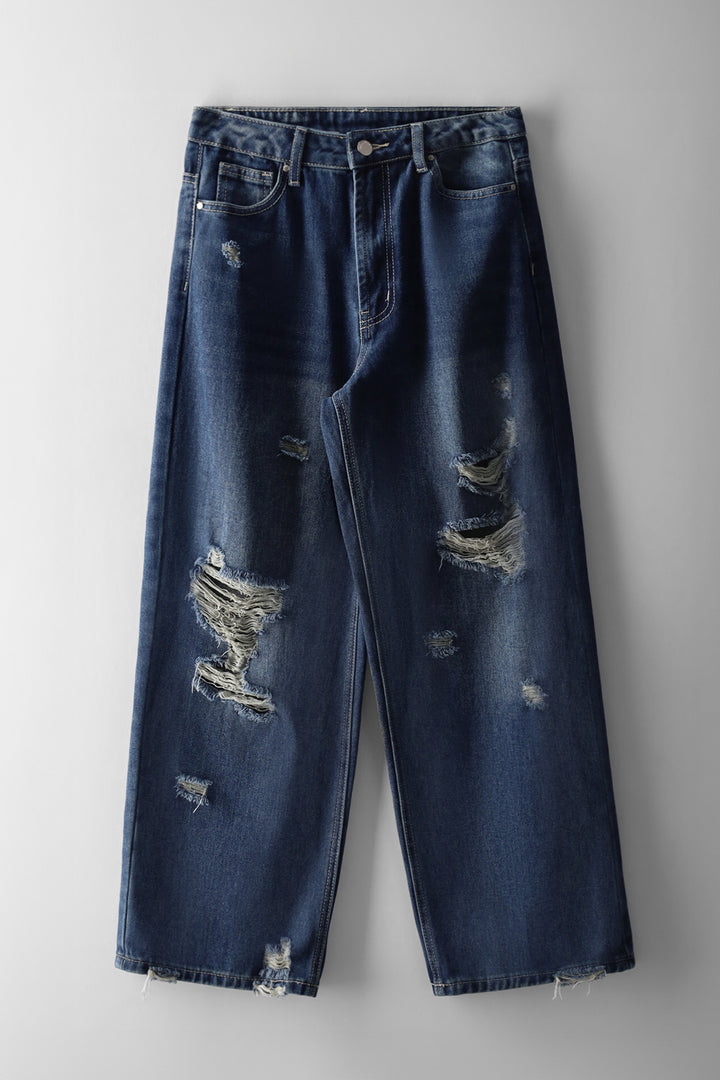 Girls Heavy Abraised Denims - Tea Stain