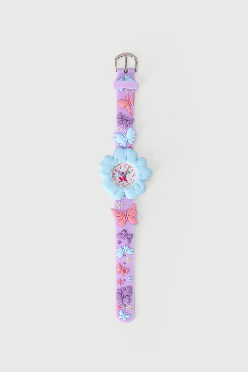 Pre-Girls Floral Novelty Watch - Lilac