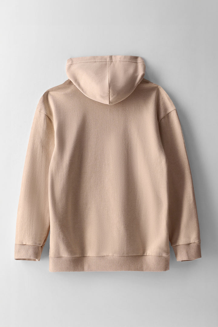 Boys 10 Hd Print Fleece Hoody - Stone