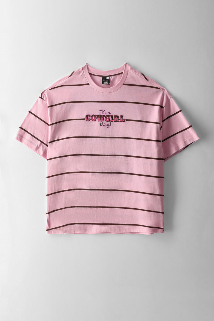 Girls Toy Story Oversized Stripe Tee - Pink