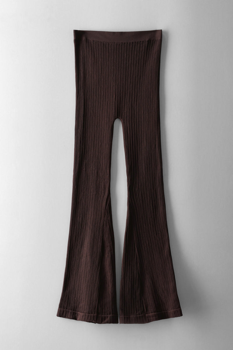 Girls Seamless Ribbed Flare Leggings - Chocolate