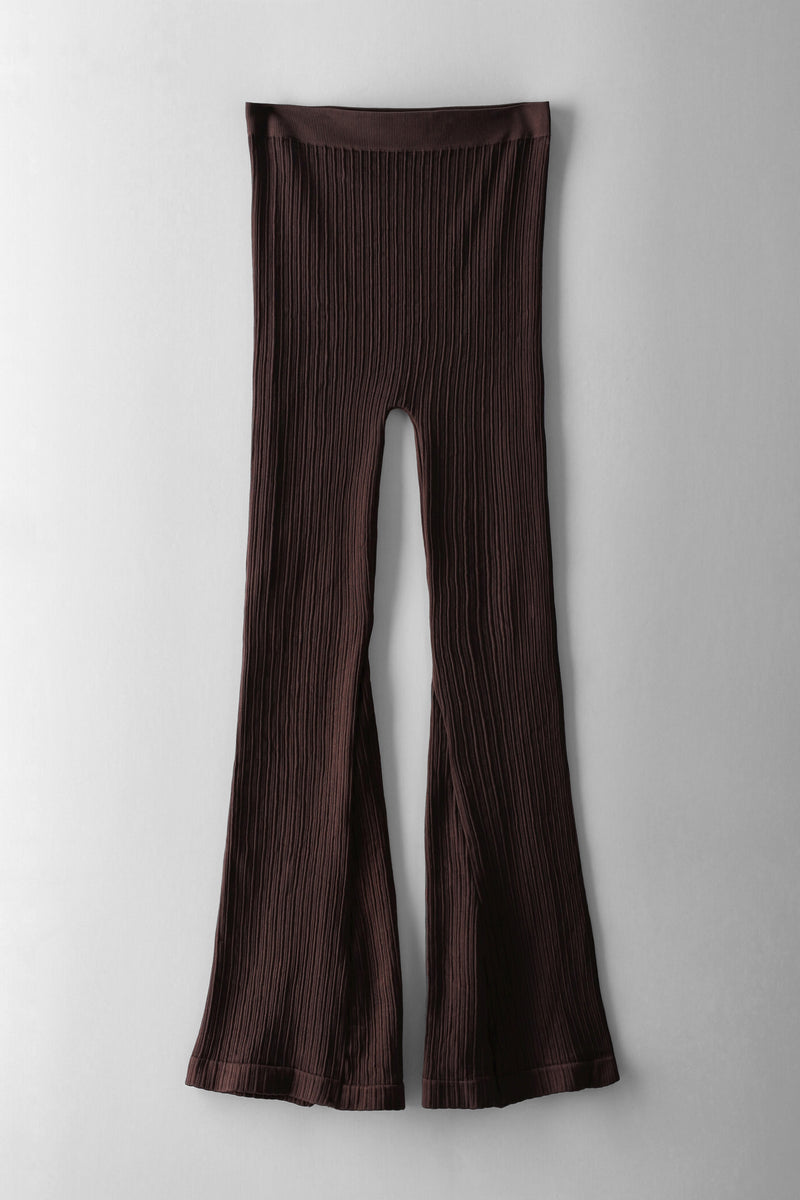 Girls Seamless Ribbed Flare Leggings - Chocolate