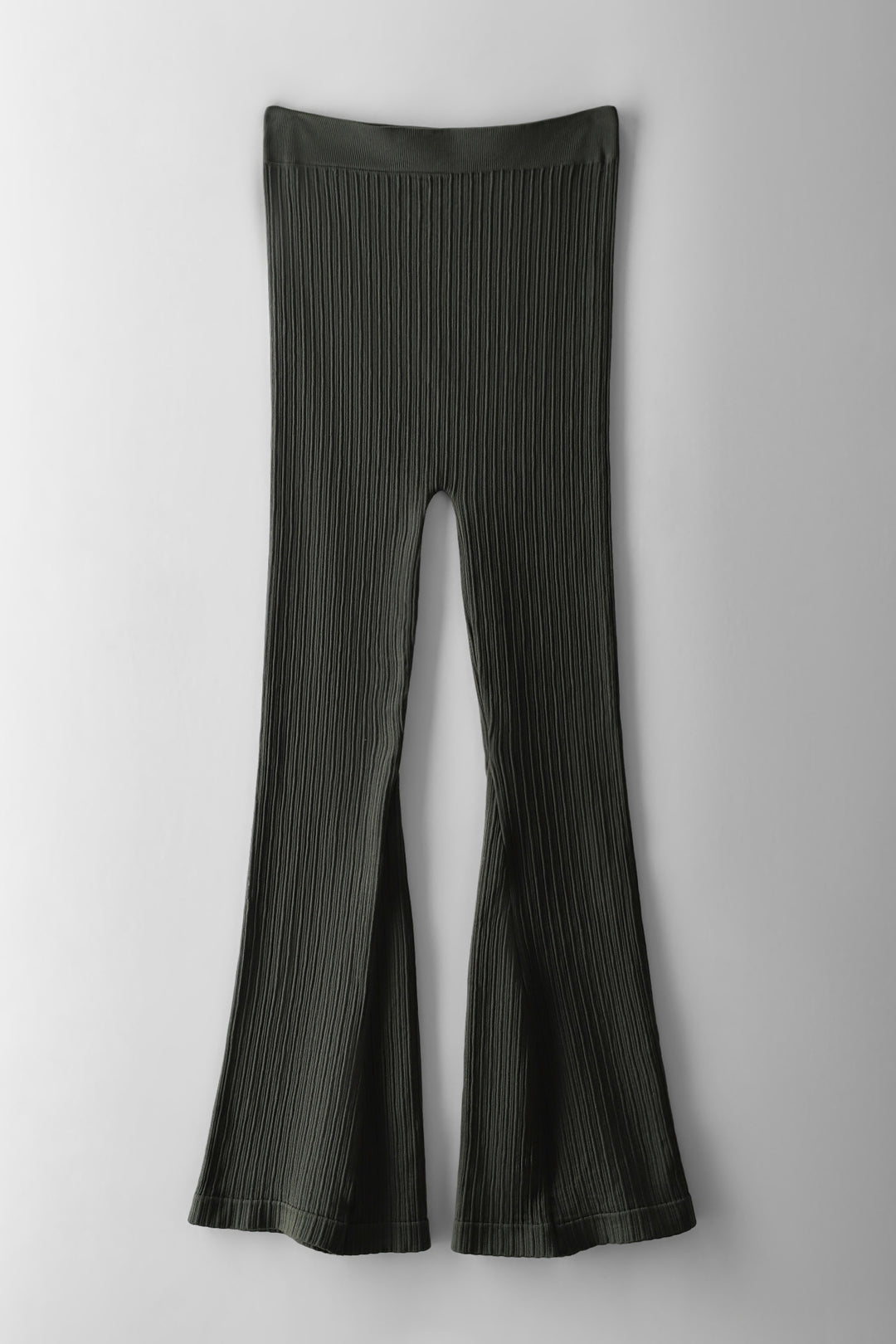 Girls Ribbed Flare Seamless Leggings - Olive