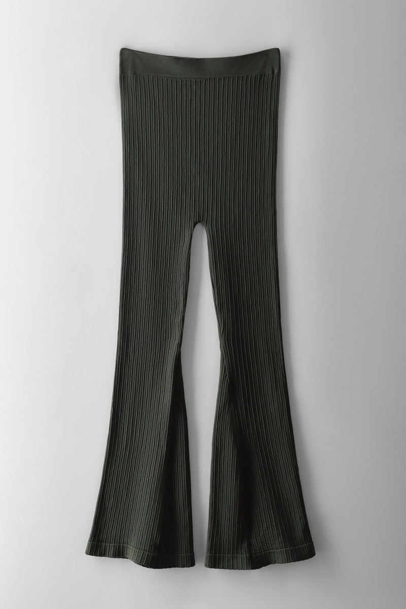 Girls Ribbed Flare Seamless Leggings - Olive