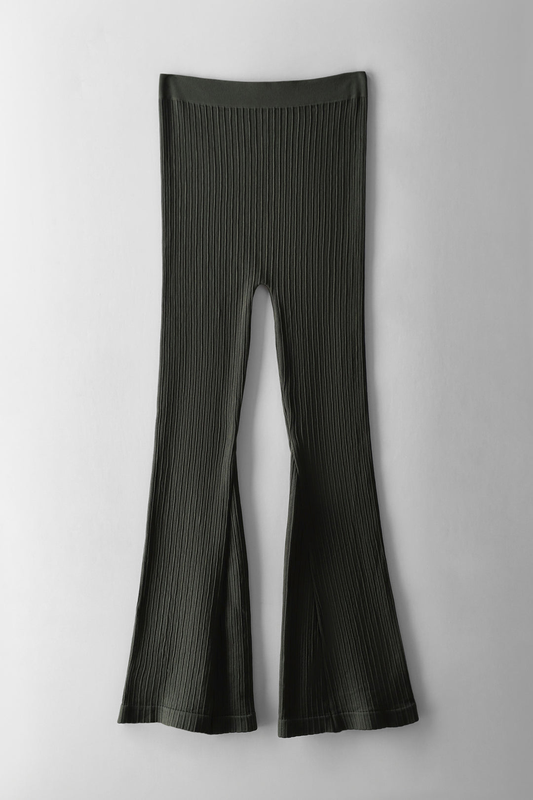 Girls Ribbed Flare Seamless Leggings - Olive