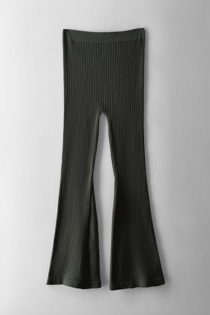 Girls Ribbed Flare Seamless Leggings - Olive