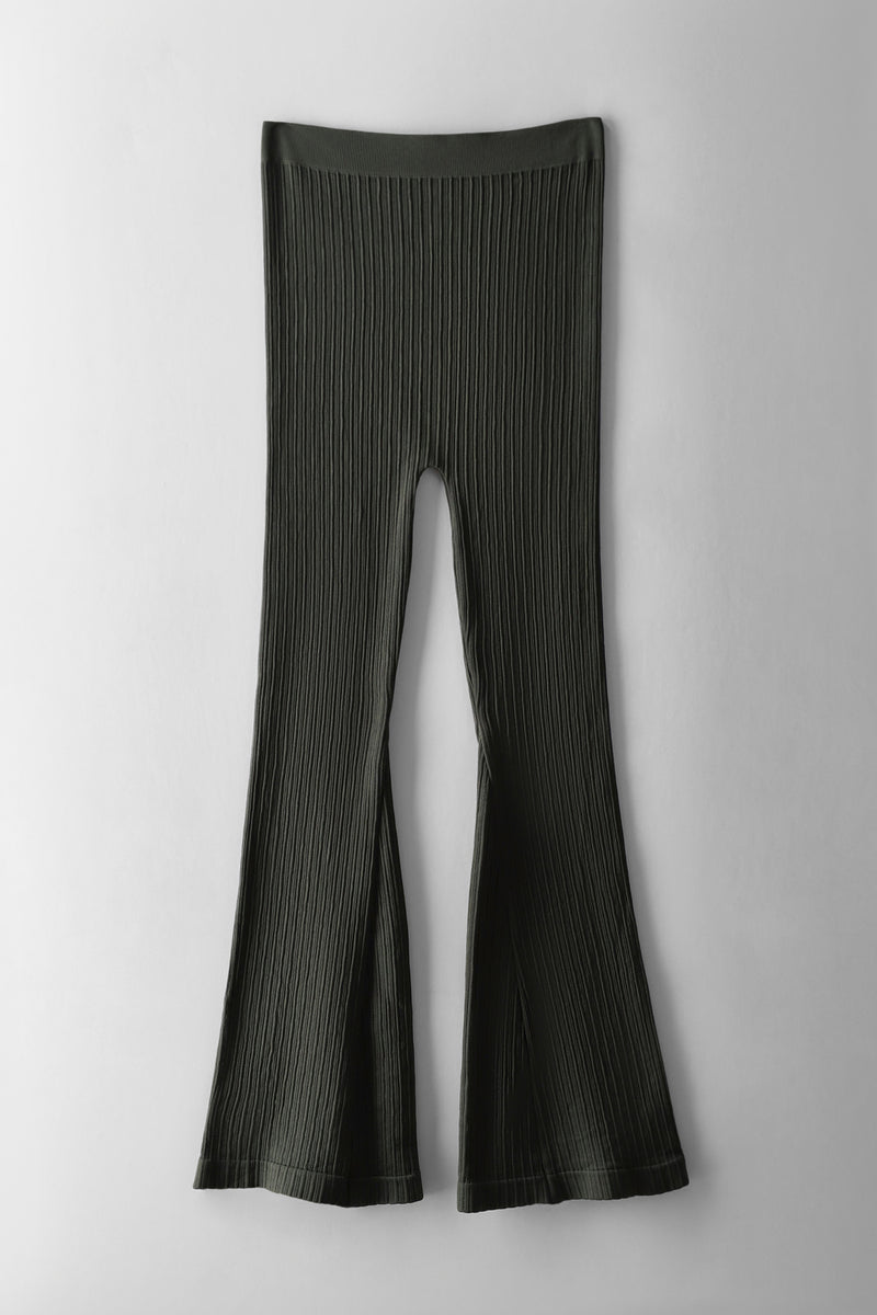 Girls Ribbed Flare Seamless Leggings - Olive