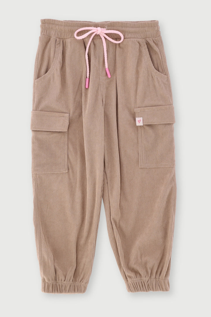 Pre-Girls Corduroy Cargo Pants - Stone