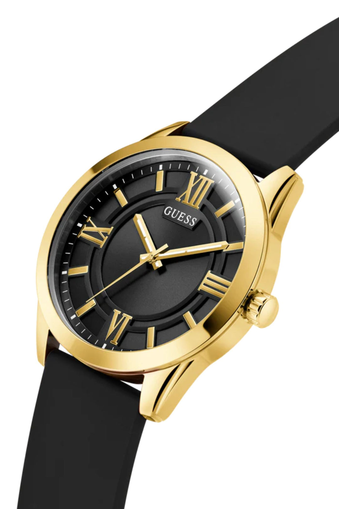 Gents, Ip Gold Case, Black Dial & Strap Watch