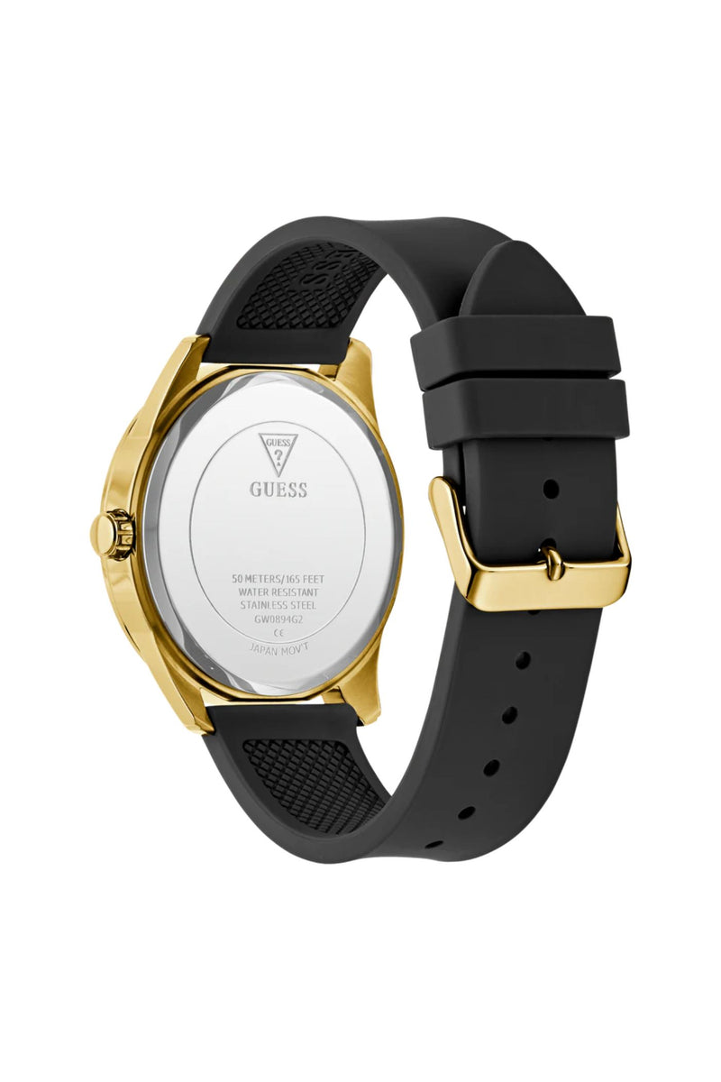 Gents, Ip Gold Case, Black Dial & Strap Watch
