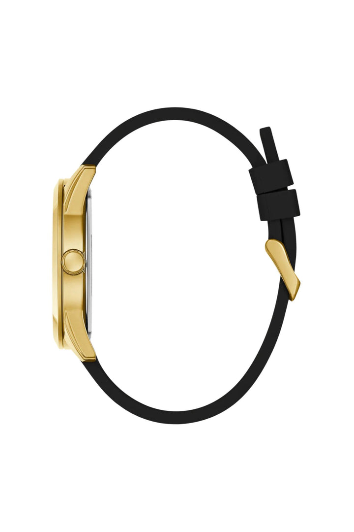 Gents, Ip Gold Case, Black Dial & Strap Watch