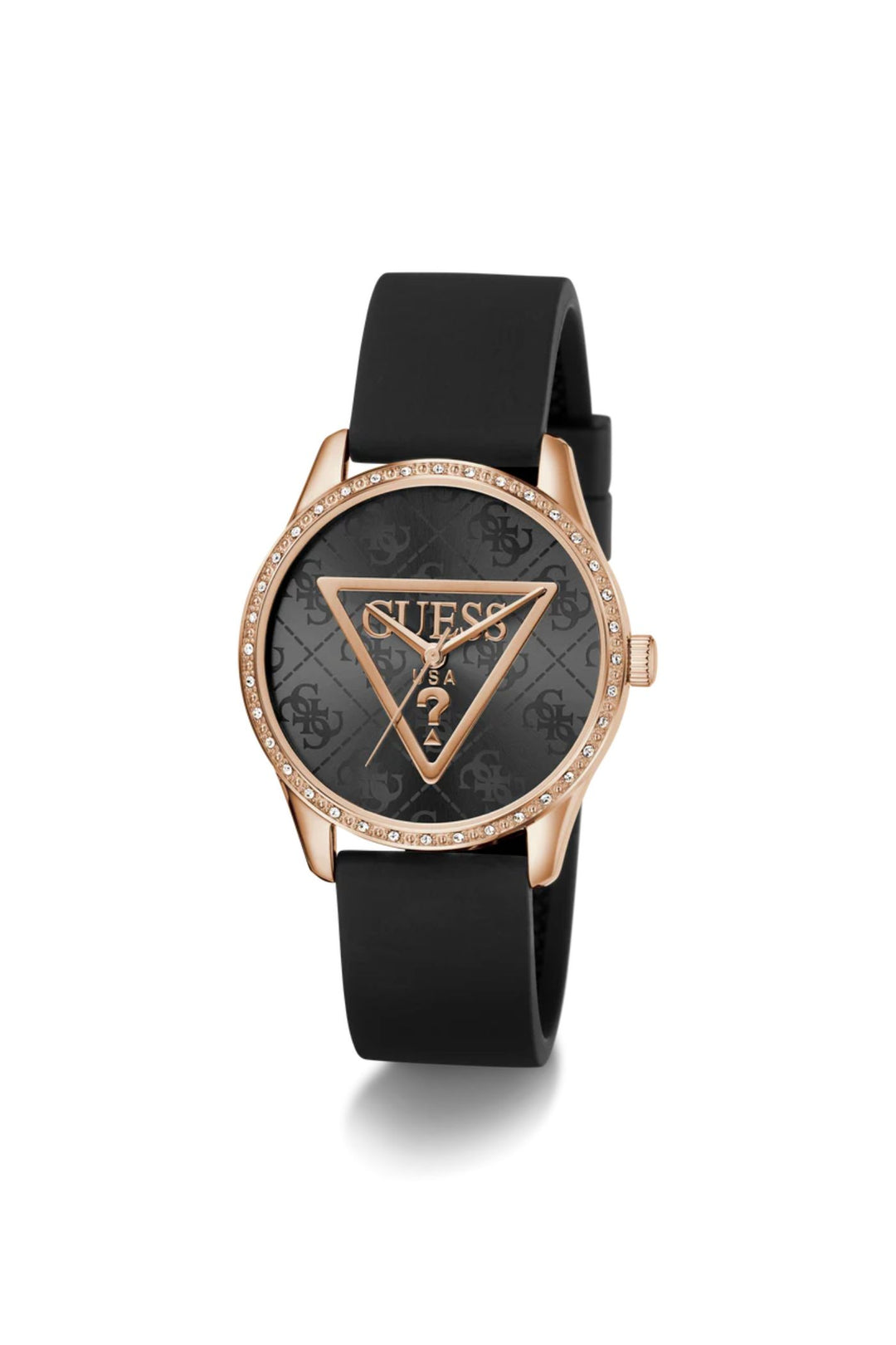 Ladies, Ip Rose Gold Case, Blck Dial & Silicone Strap Watch - Black