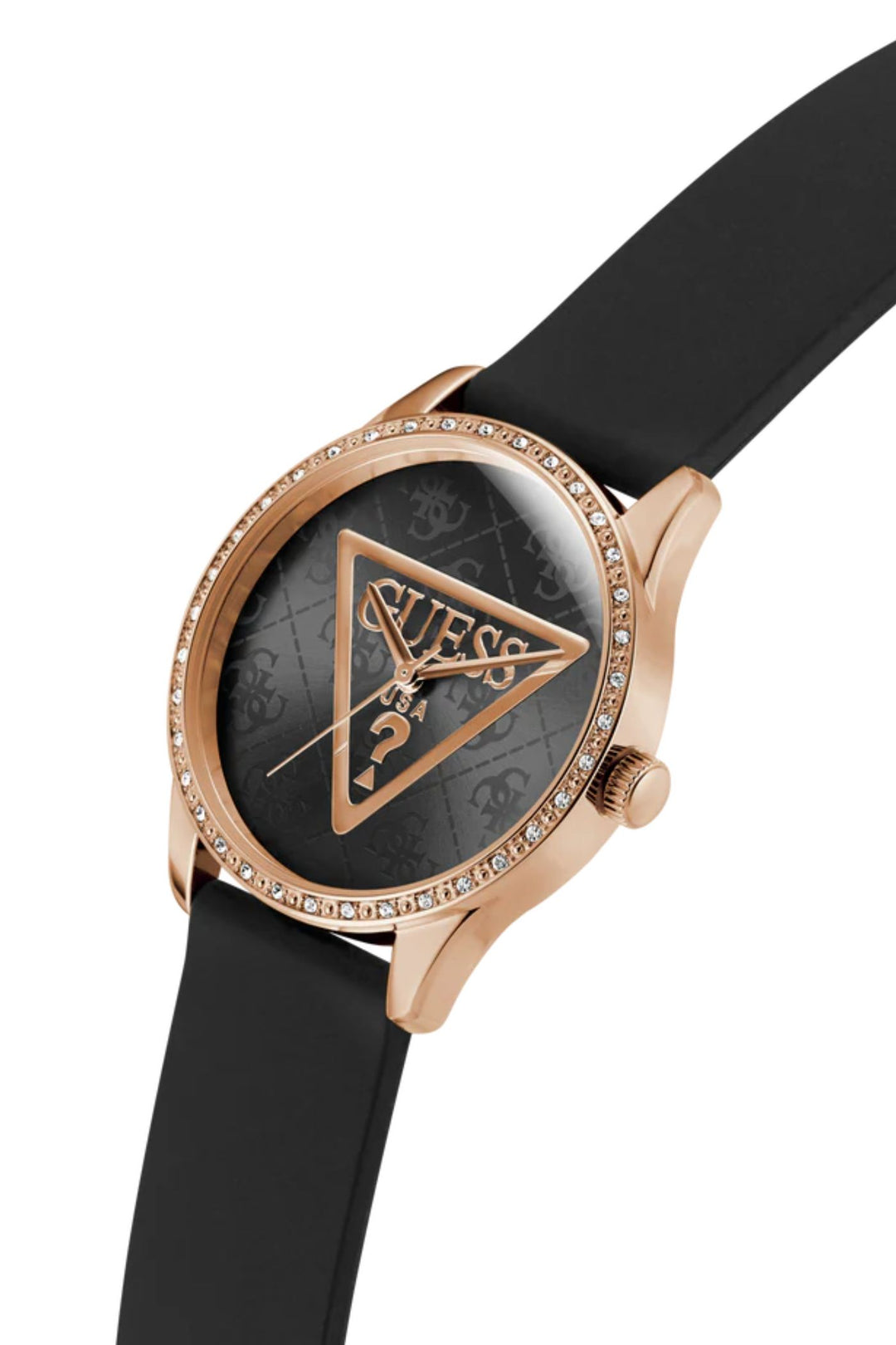 Ladies, Ip Rose Gold Case, Blck Dial & Silicone Strap Watch - Black