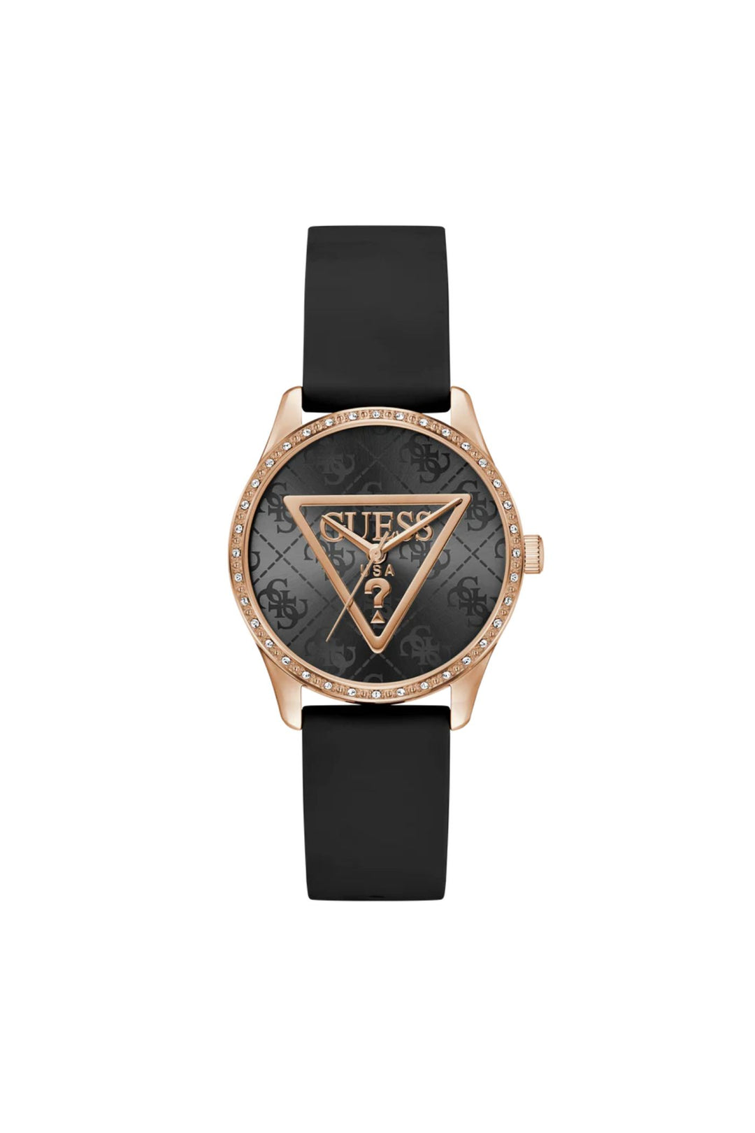 Ladies, Ip Rose Gold Case, Blck Dial & Silicone Strap Watch - Black