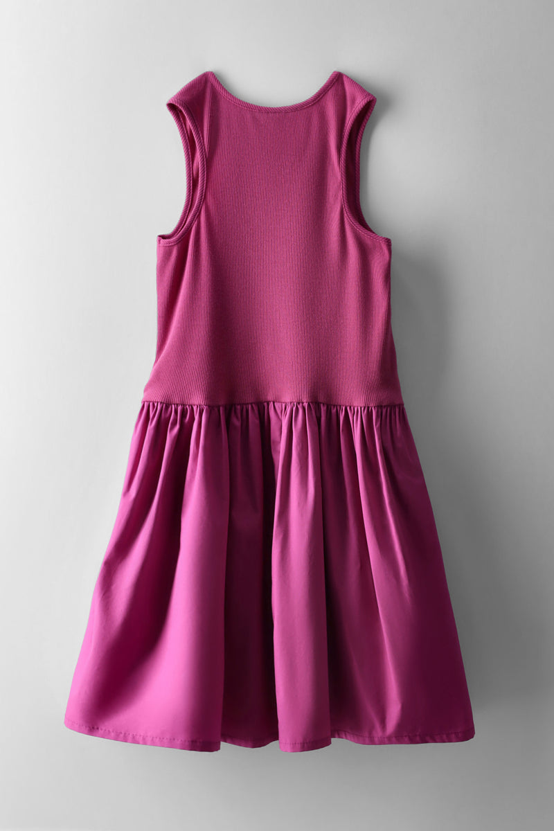 Girls Basic Combo Dress - Mauve
